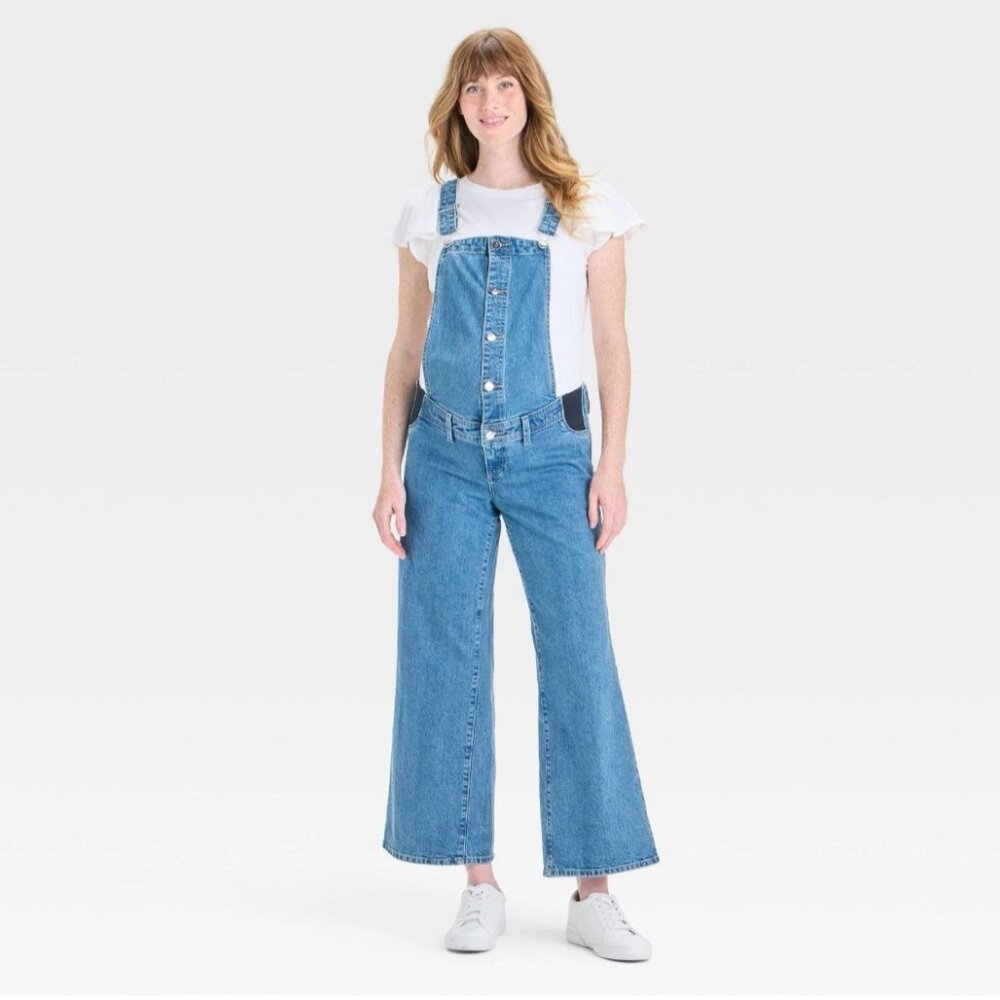 Isabel Maternity Wide-Leg Overalls | Medium Wash | Sz 2 Sz 10 Sz 12 | NWT